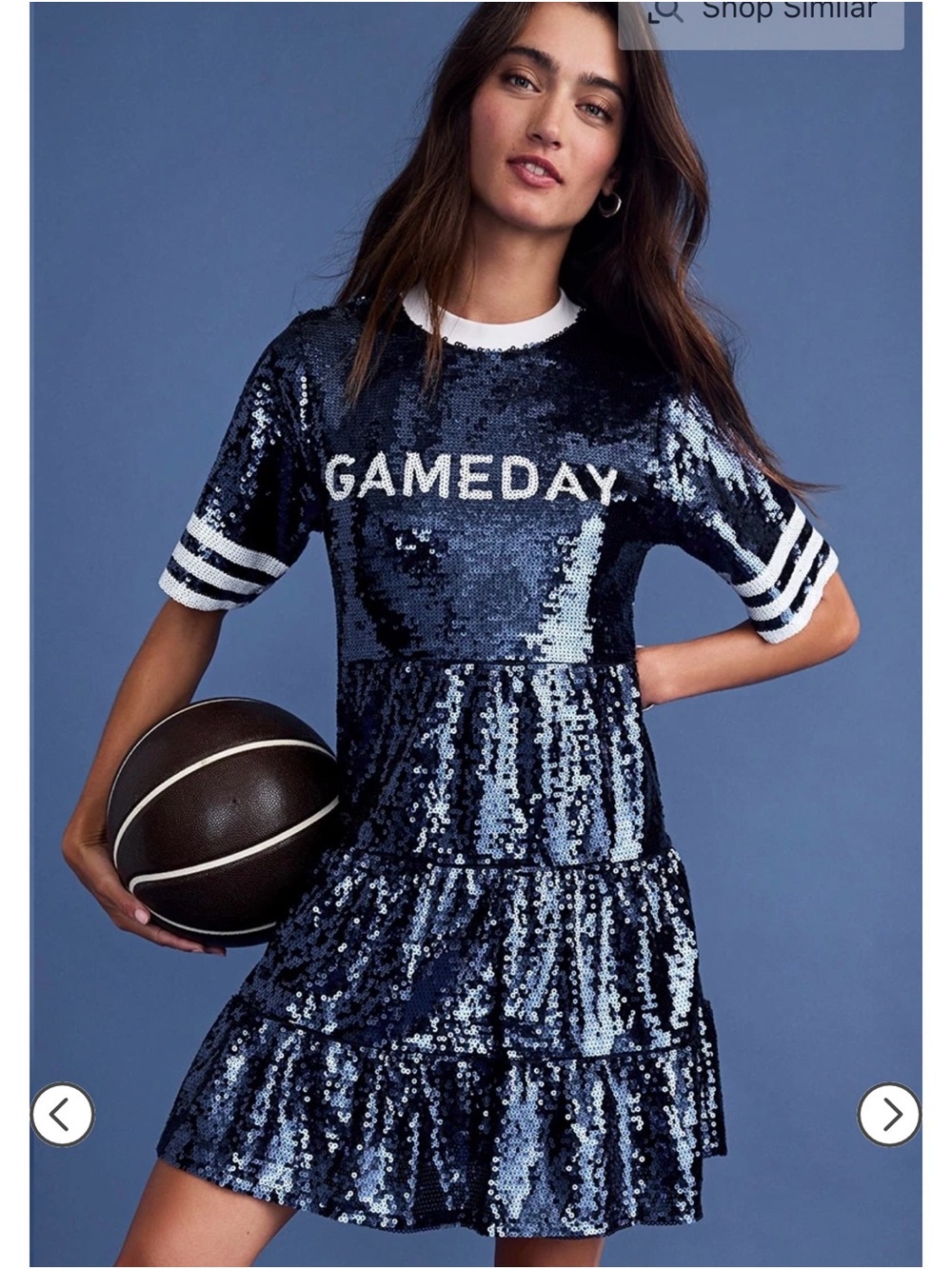 Francesca's Collections Navy Sequin 'GAMEDAY' Tiered Mini Dress size S